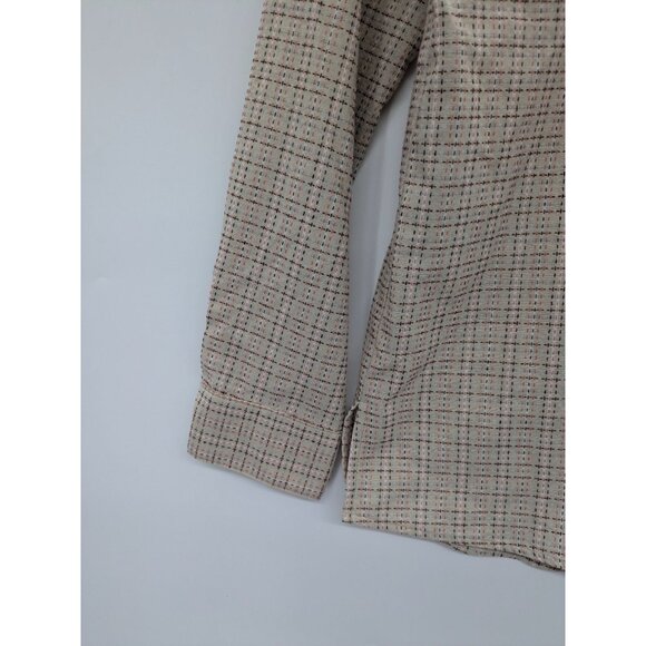 Coastal Button Up Shirt Women Size M Grid Check Plaid Office Minimalist Cowgirl - Picture 4 of 11